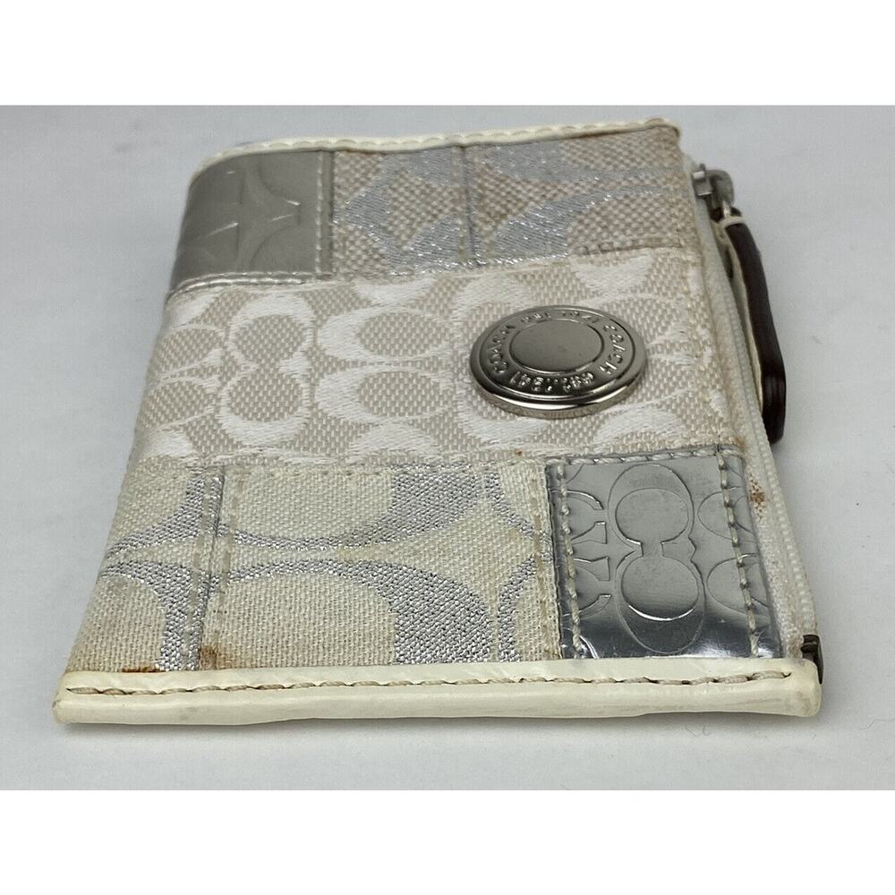 Coach Patchwork White Silver Canvas Small Zip Coi… - image 4